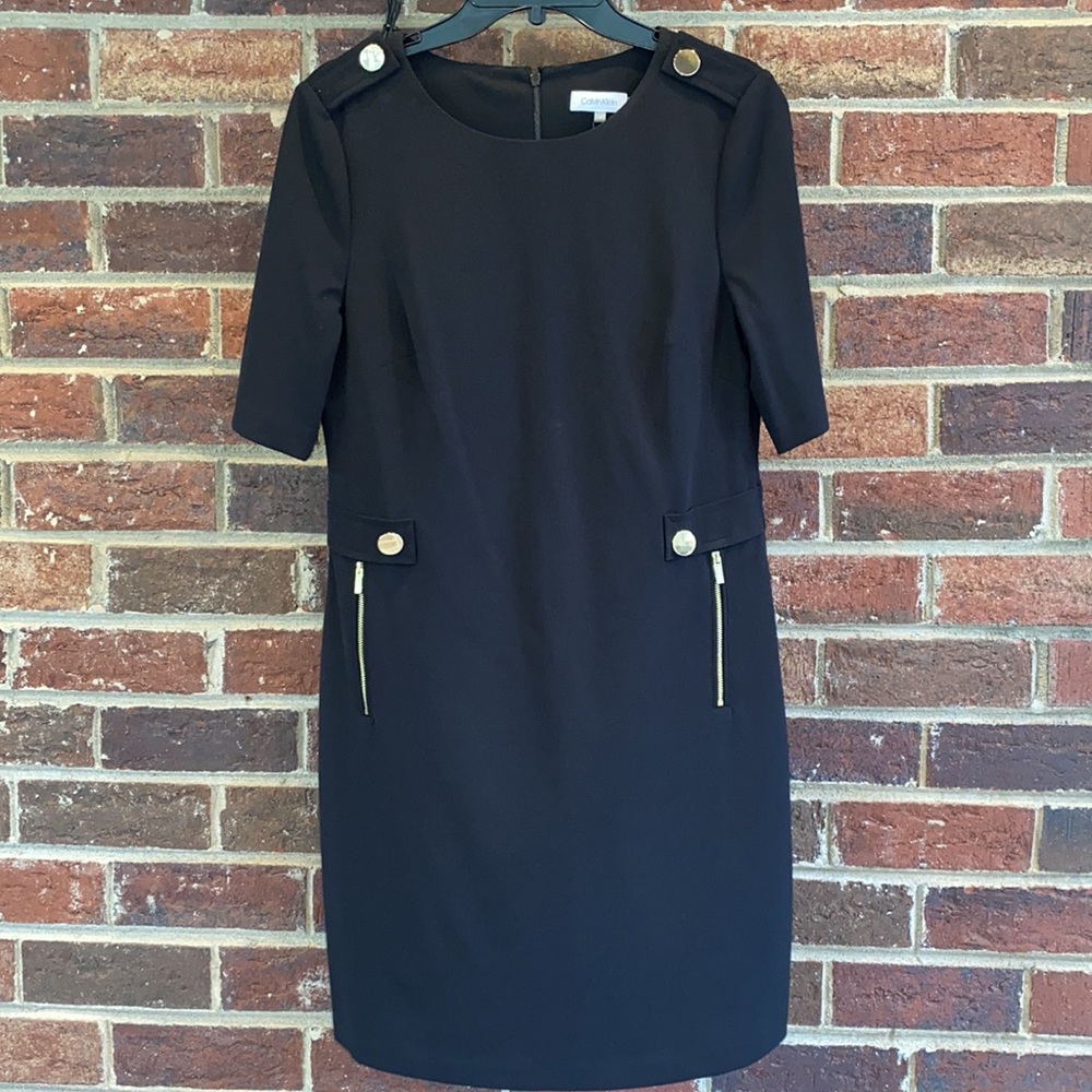 NWT Calvin Klein Black Knee-length Cocktail Dress Size 10 Macys NEW